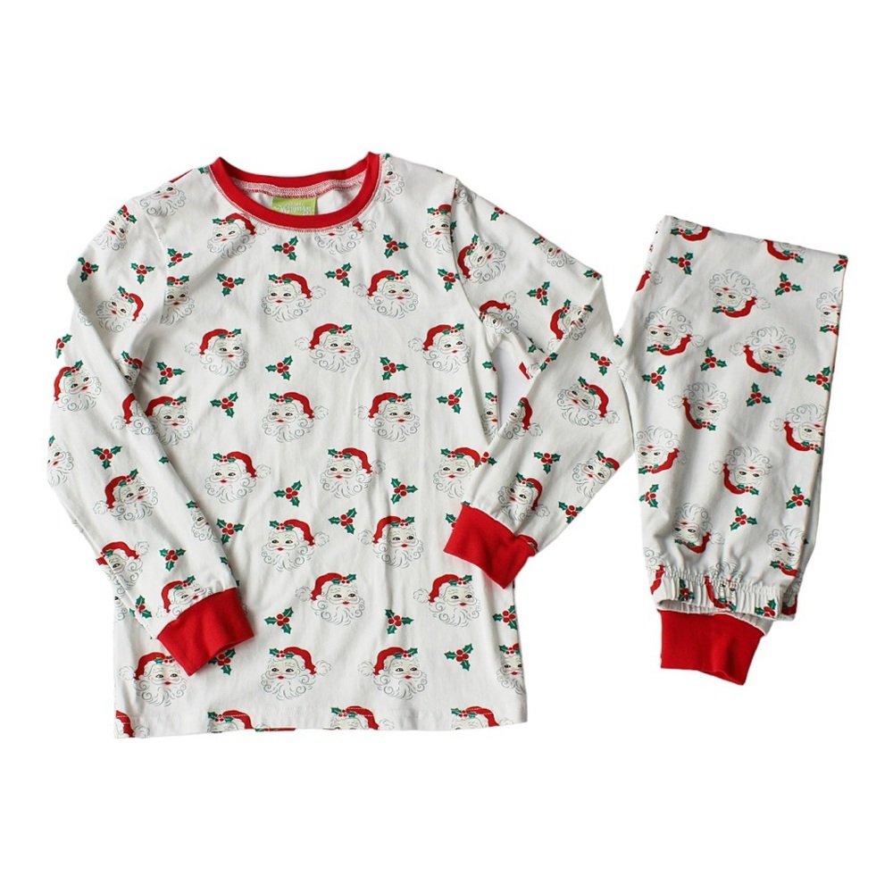 Classic Whimsy Vintage Santa White Pajamas (Unisex). Size 10